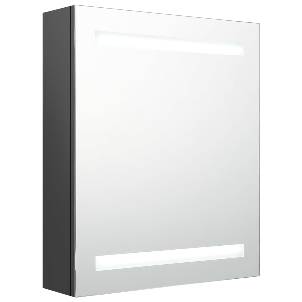 vidaXL badeværelsesskab m. spejl LED 50x14x60 cm grå