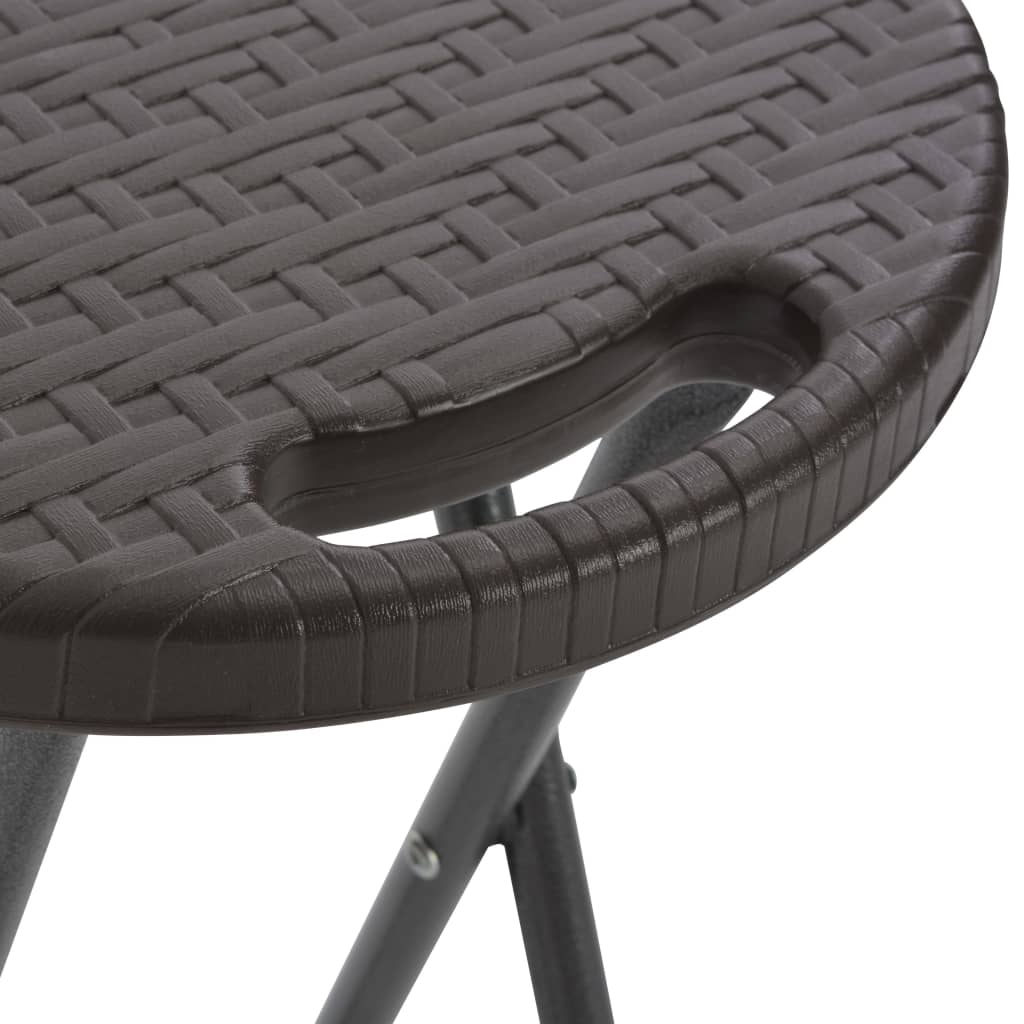 vidaXL foldbare barstole 2 stk. HDPE og stål brun rattanlook