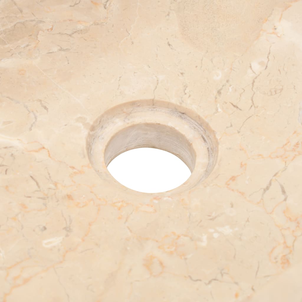 vidaXL badeværelsesskab med håndvask massivt teak marmor cremefarvet