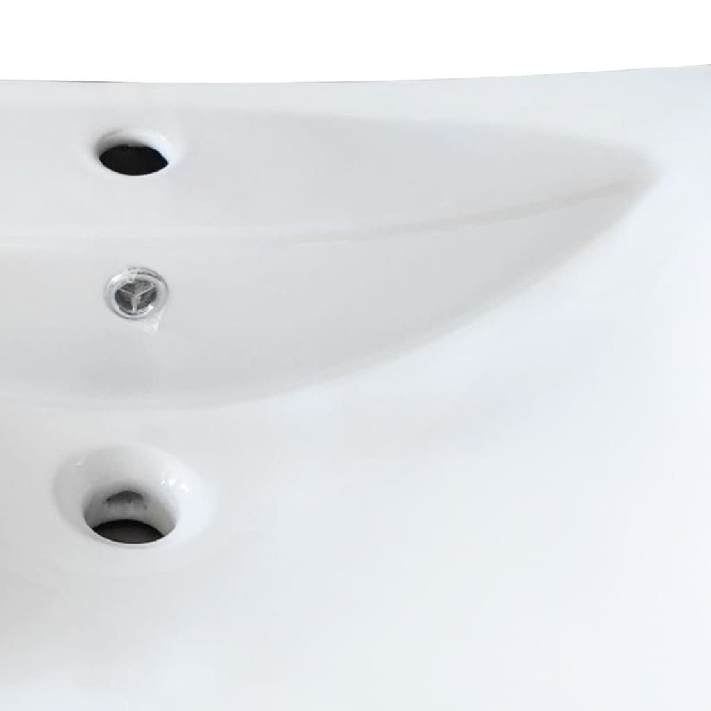 vidaXL keramisk rektangulær håndvask m. overløb &amp; hul til hane