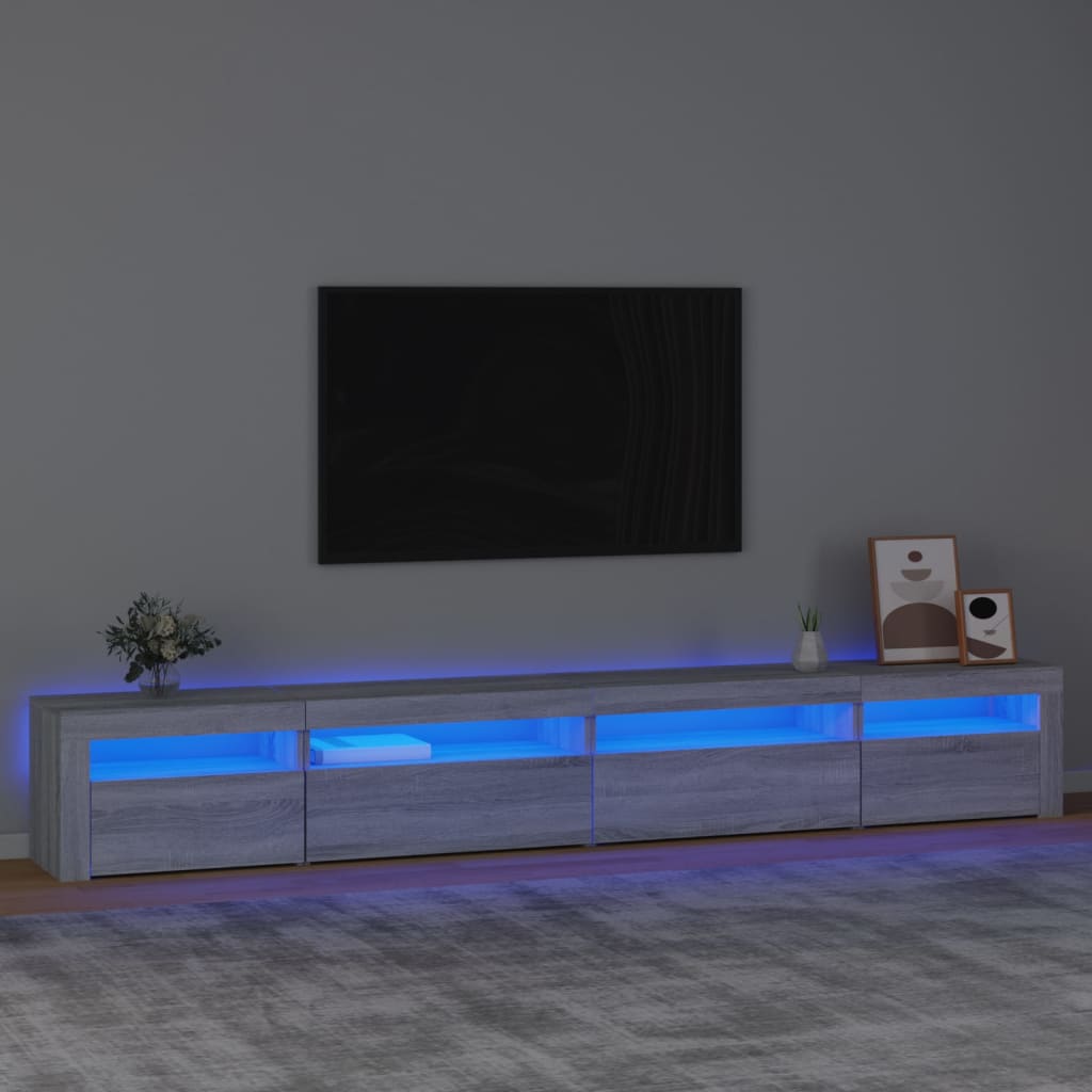 vidaXL tv-skab med LED-lys 270x35x40 cm Grå sonoma-eg