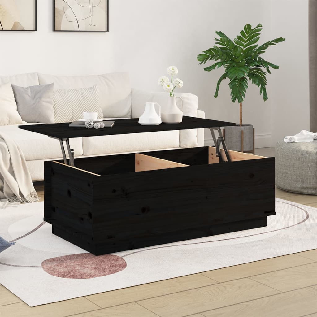 vidaXL sofabord 100x50x35 cm massivt fyrretræ sort