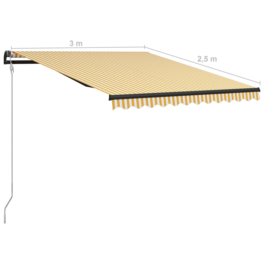 vidaXL foldemarkise automatisk betjening 300x250 cm gul og hvid