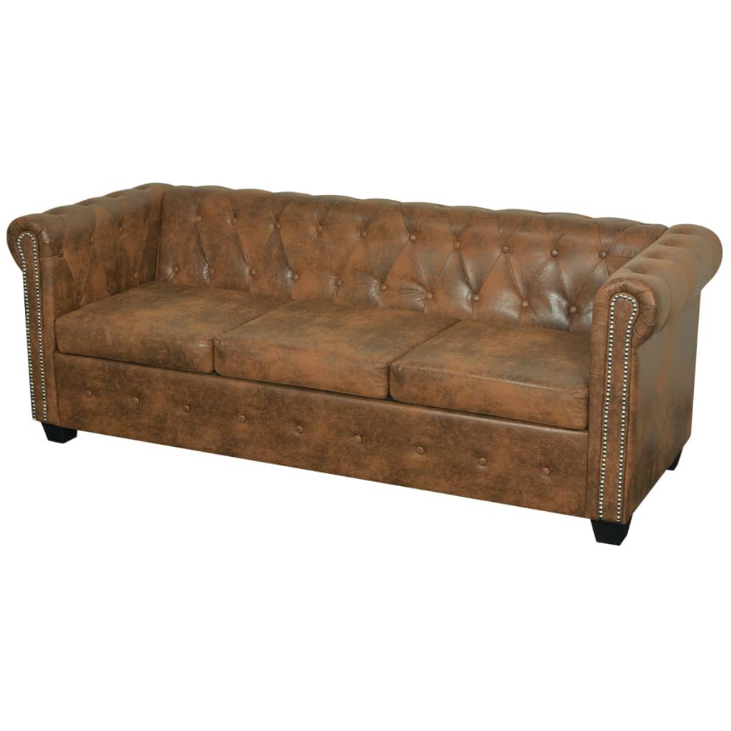 vidaXL Chesterfield sæt med 2-personers sofa og 3-personers sofa brun