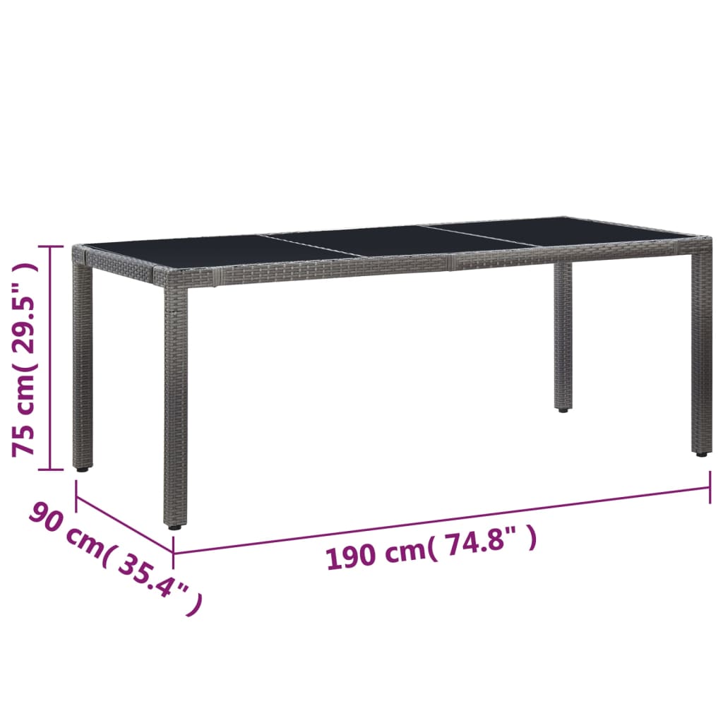 vidaXL udendørs spisebordssæt i 9 dele polyrattan grå