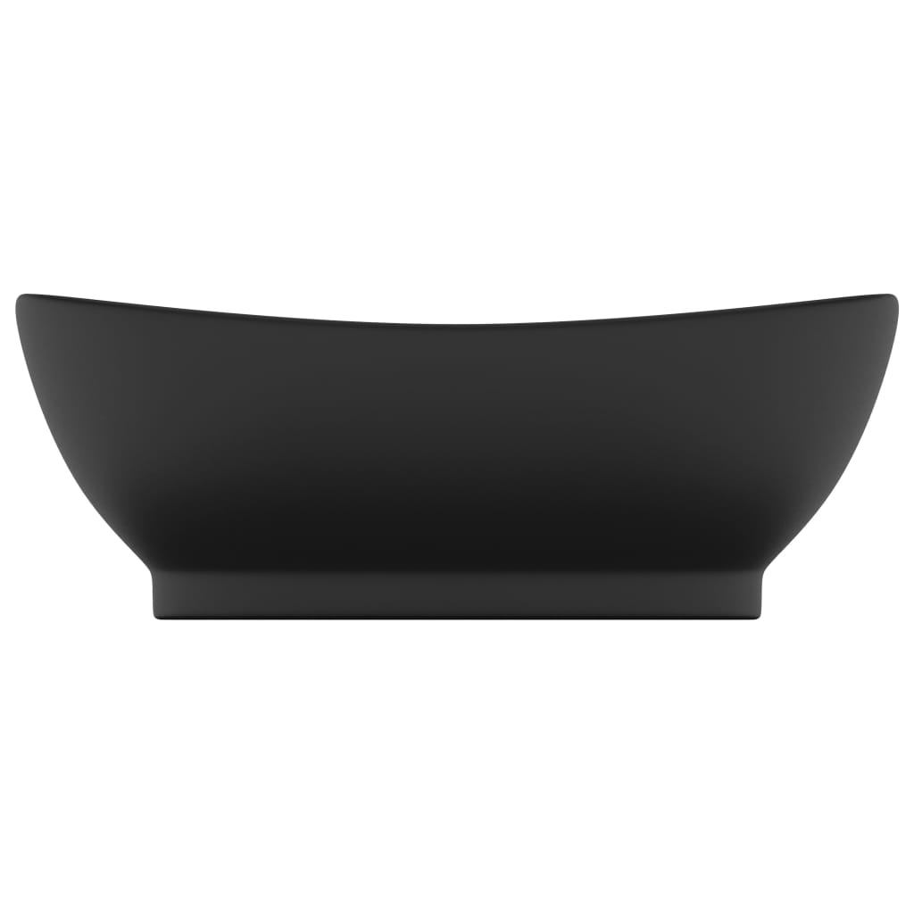 vidaXL luksuriøs håndvask overløb 58,5x39 cm keramik oval mat sort