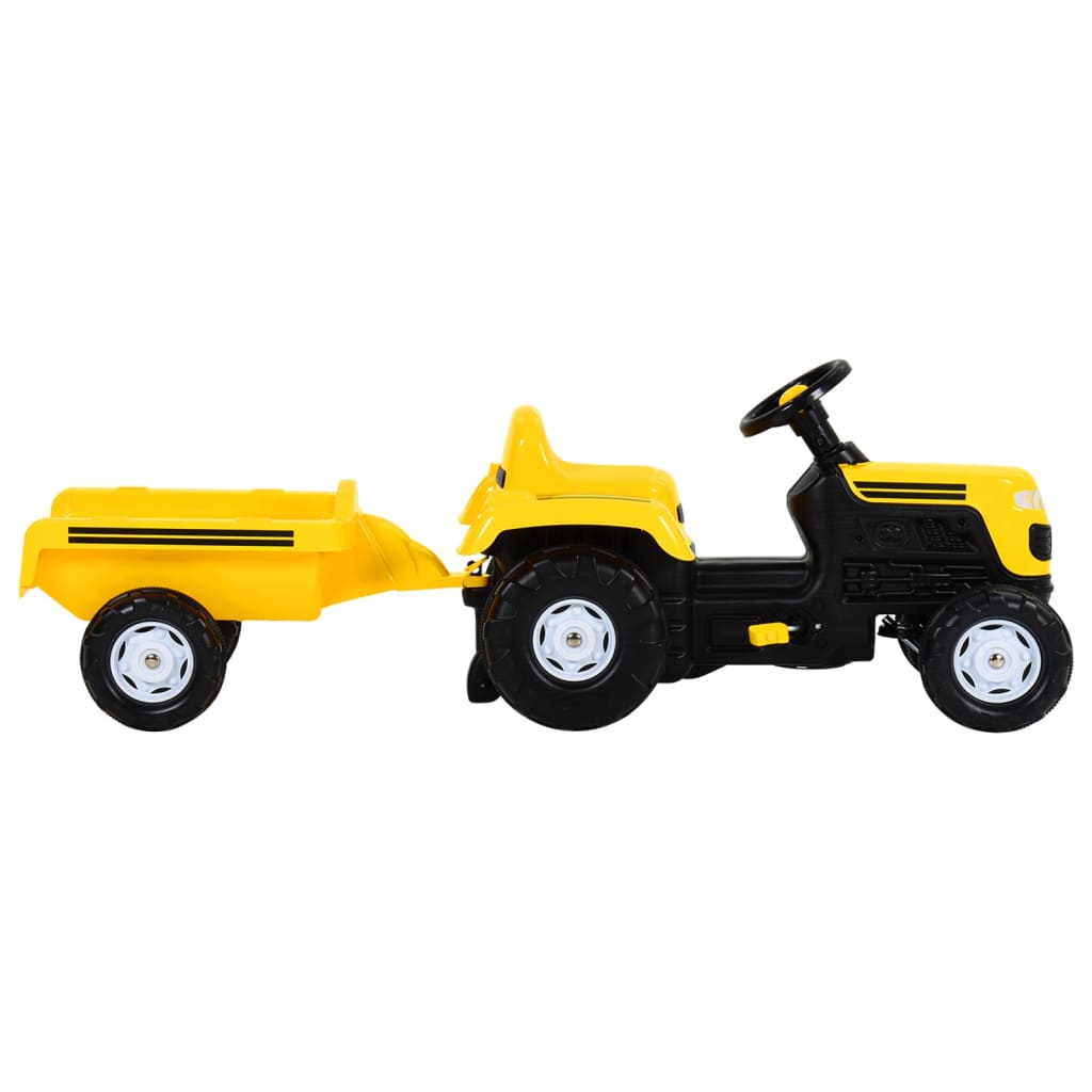 vidaXL traktor med pedaler og anhænger til børn gul