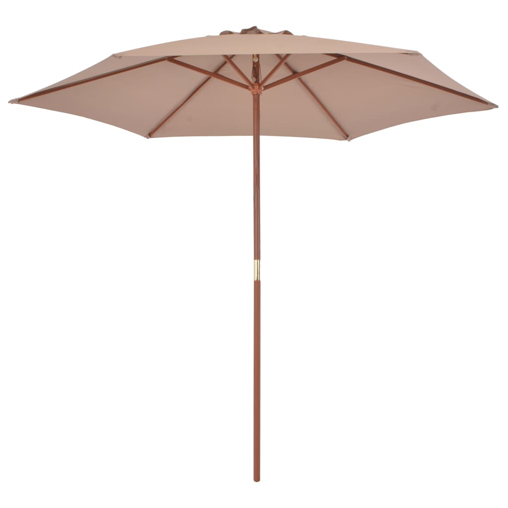 vidaXL udendørs parasol med træstang 270 cm gråbrun