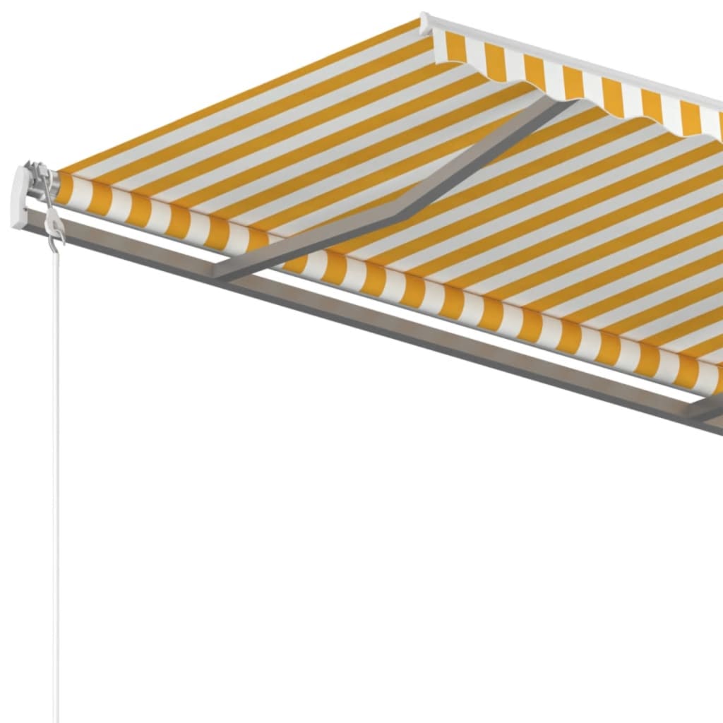 vidaXL markise m. stolper 4x3,5 m manuel betjening gul og hvid