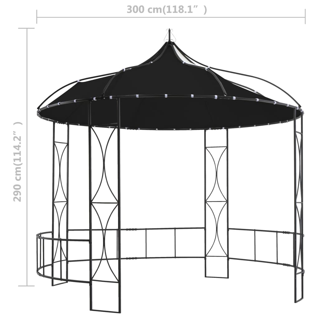 vidaXL pavillon rund 300x290 cm rund antracitgrå