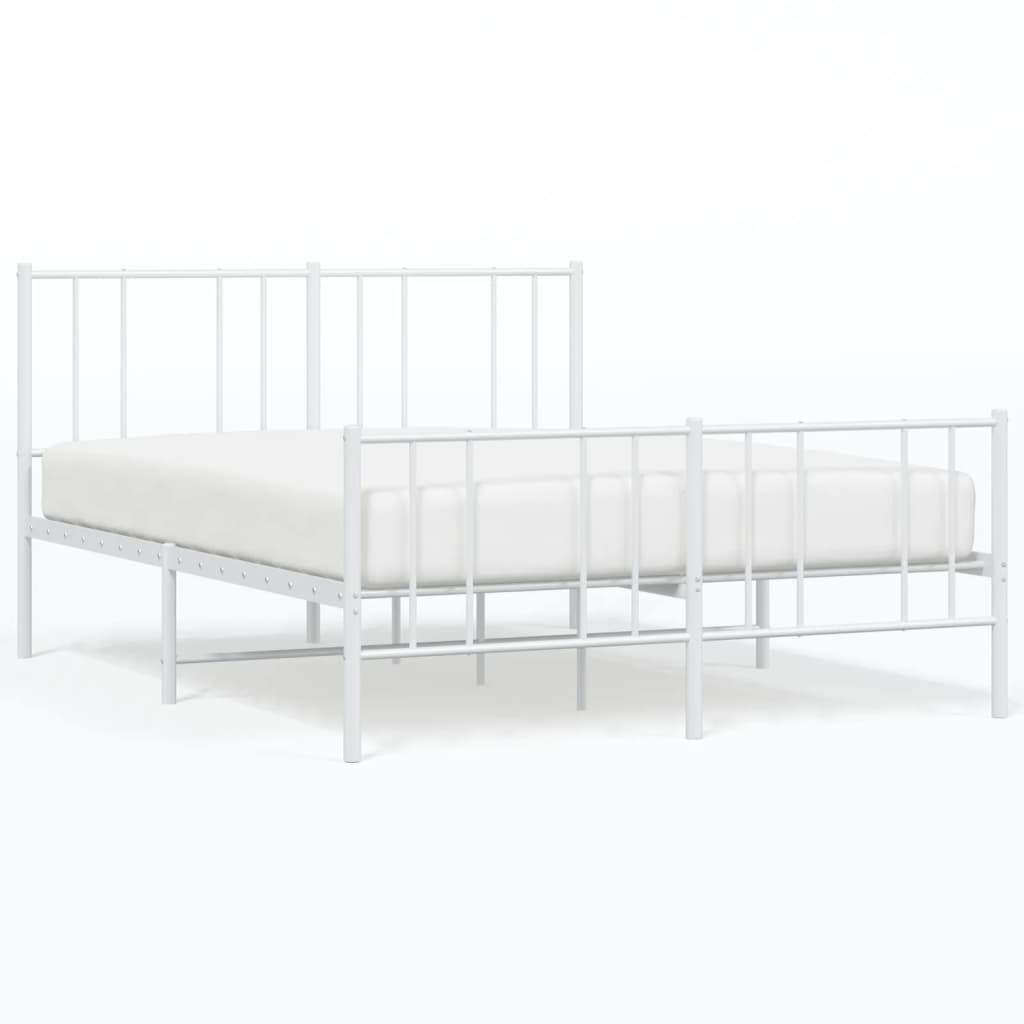 vidaXL sengeramme med sengegavl og fodgærde 120x190 cm metal hvid