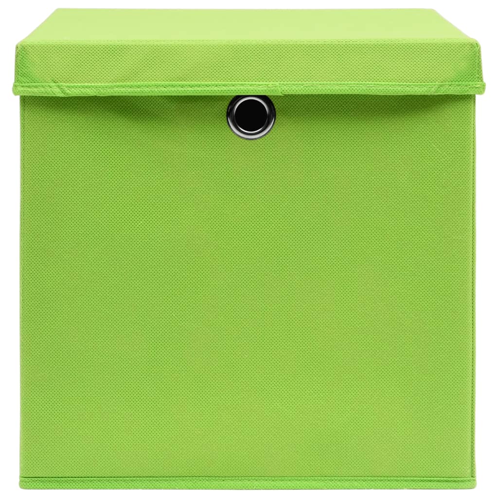 vidaXL opbevaringskasser med låg 10 stk. 28x28x28 cm grøn