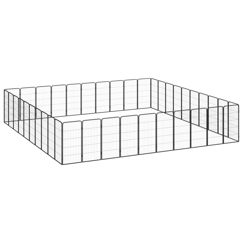vidaXL 40-panels hundegård 50x100 cm pulverlakeret stål sort