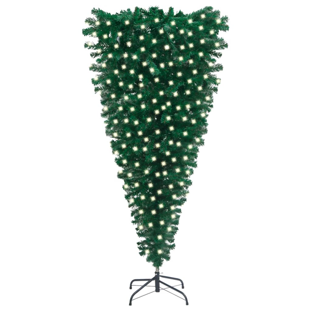 vidaXL kunstigt omvendt juletræ med lys 210 cm grøn