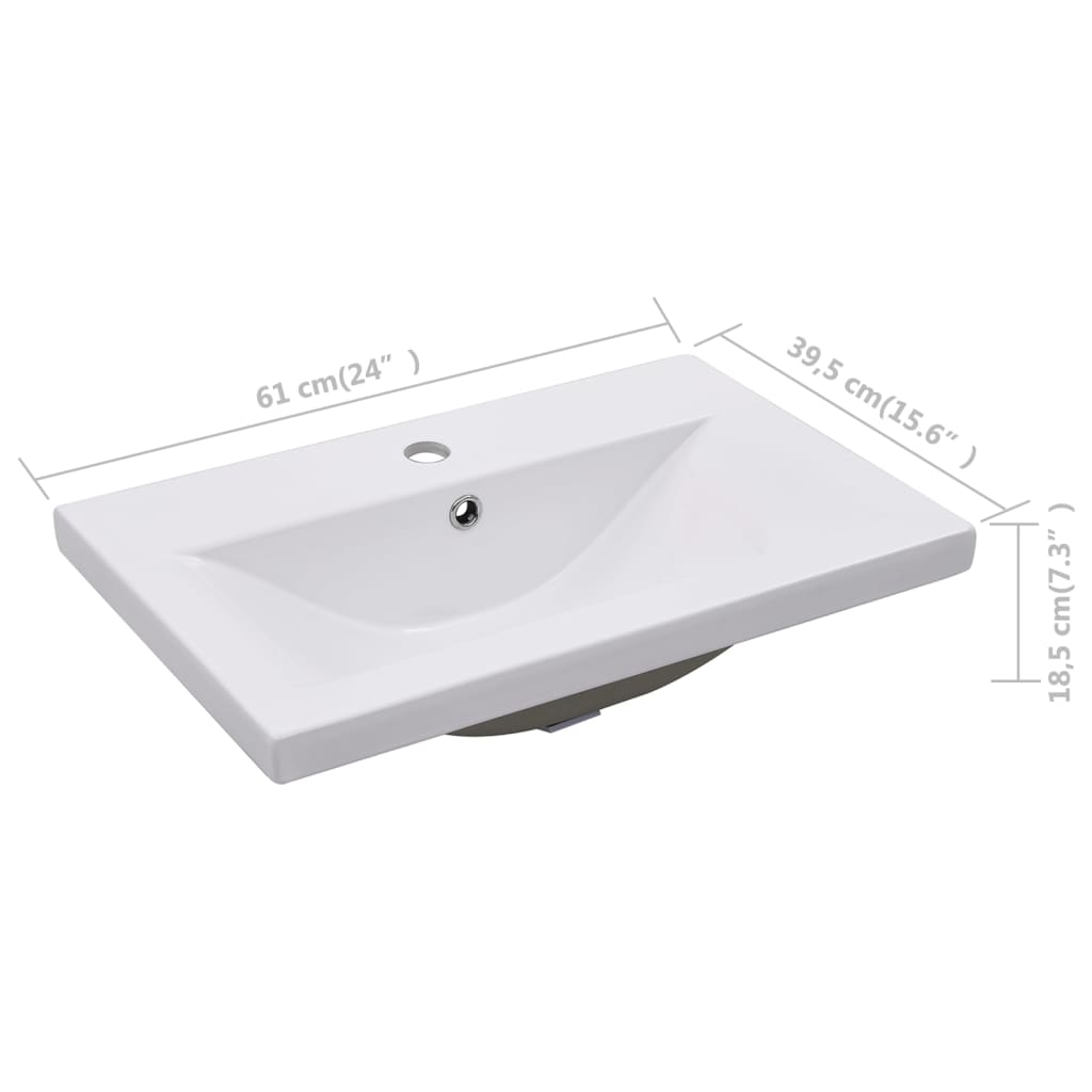 vidaXL indbygget håndvask 61x39,5x18,5 cm keramisk hvid
