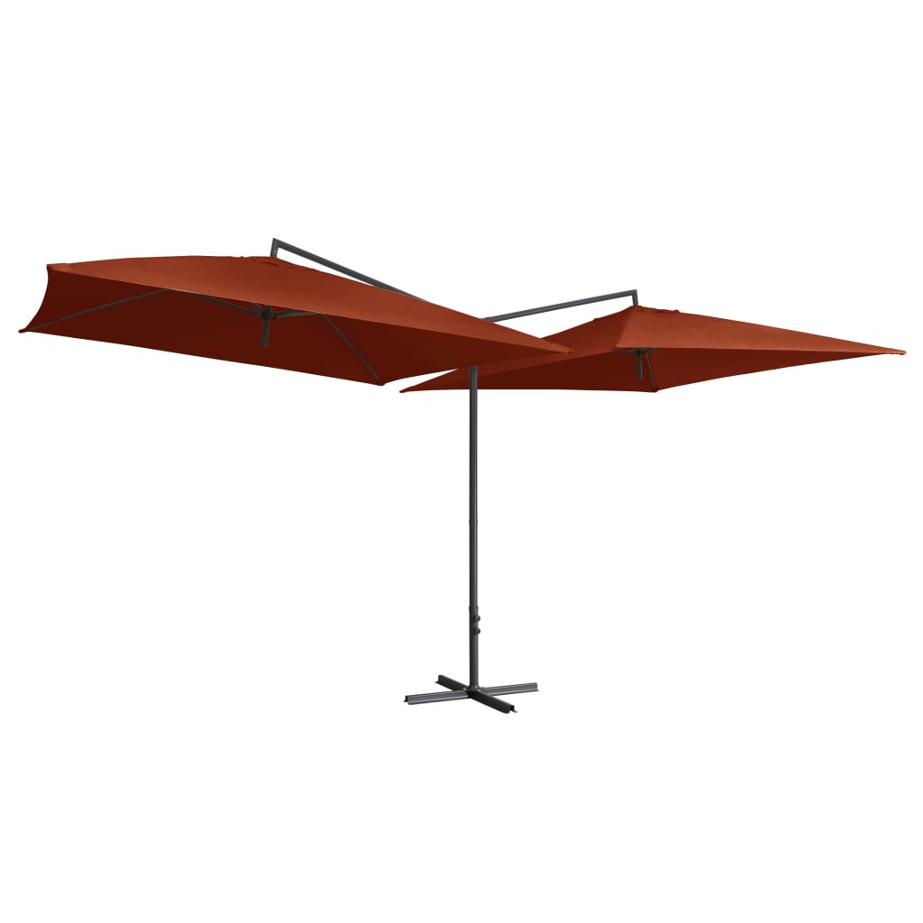 vidaXL dobbelt parasol med stålstang 250x250 cm teracotta