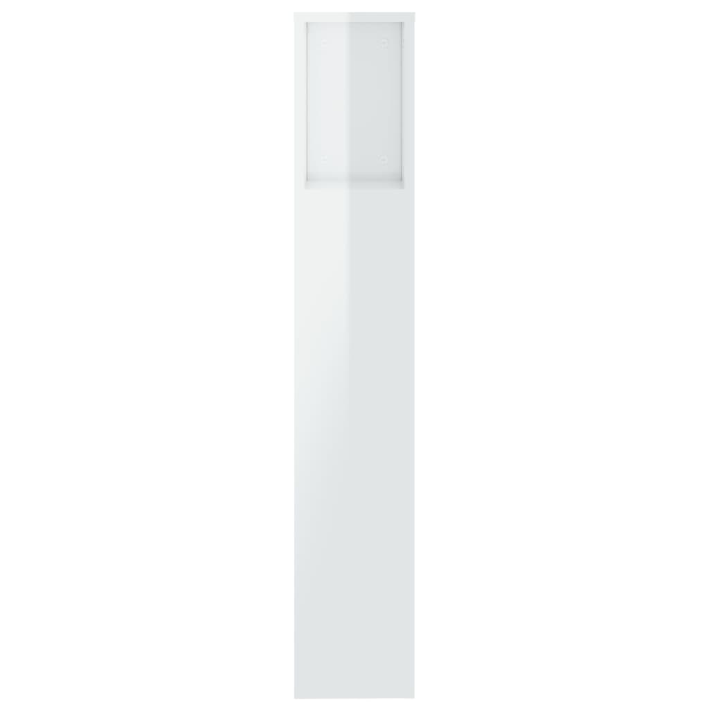 vidaXL sengegavl med opbevaring 200x18,5x104,5 cm hvid højglans