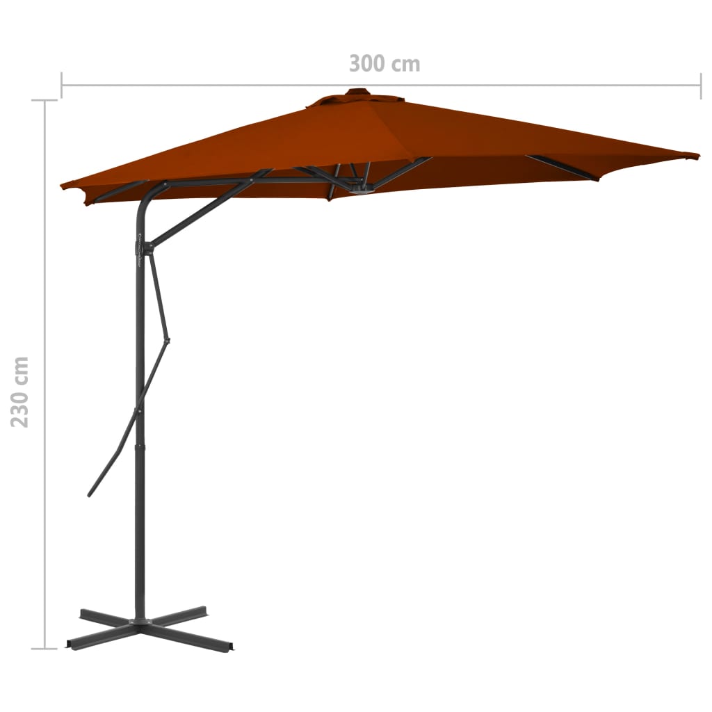 vidaXL parasol med stålstang 300x230 cm terrakottafarvet