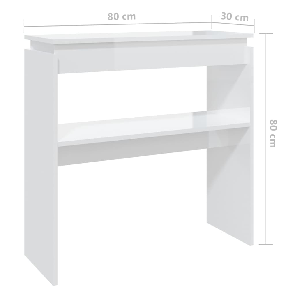 vidaXL konsolbord 80x30x80 cm konstrueret træ hvid højglans