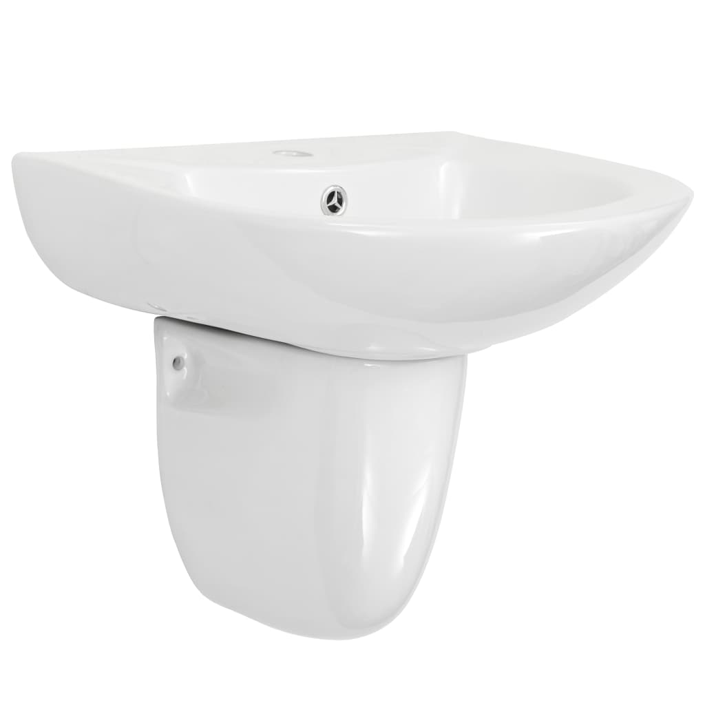 vidaXL håndvask væghængt keramik hvid 520 x 450 x 190 mm