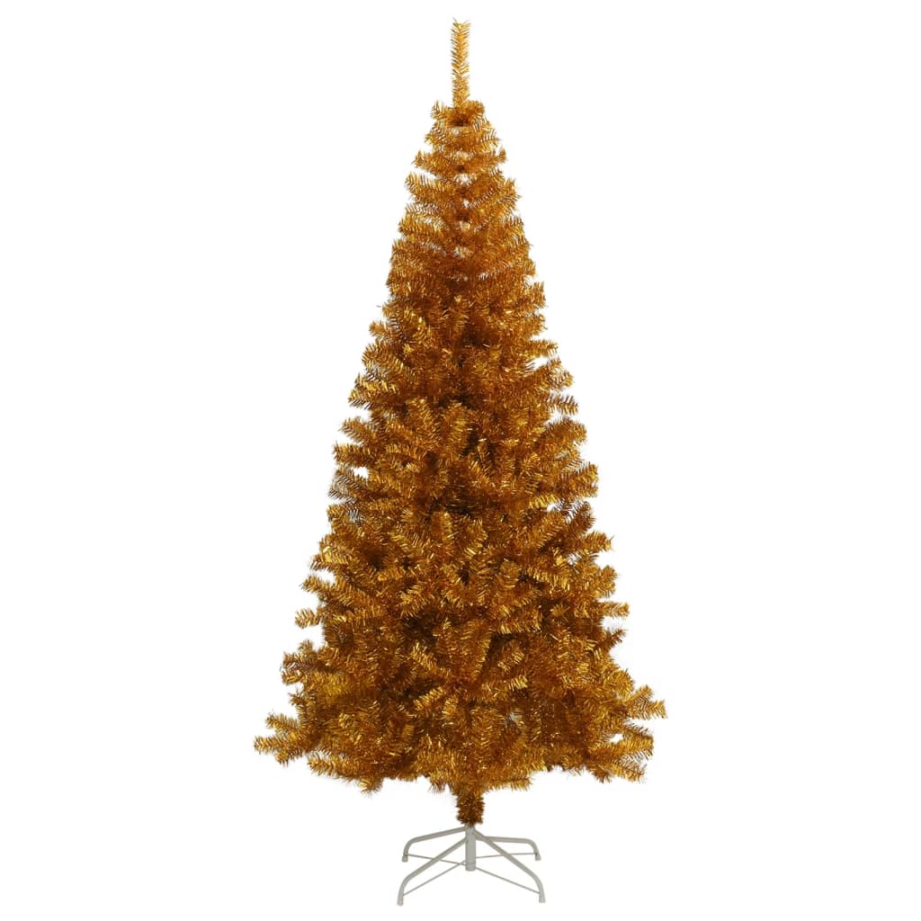 vidaXL kunstigt juletræ med juletræsfod 180 cm PET guldfarvet