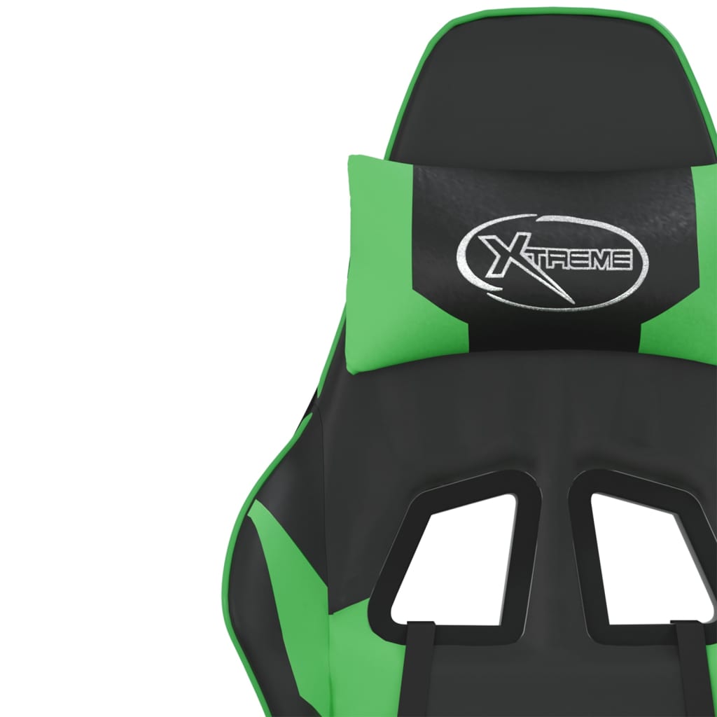 vidaXL gamingstol m. massagefunktion og fodstøtte kunstlæder sort grøn