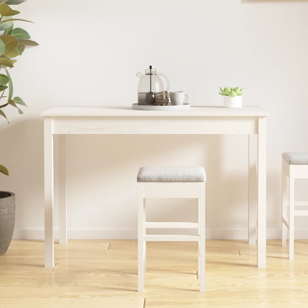 vidaXL spisebord 110x55x75 cm massivt fyrretræ hvid