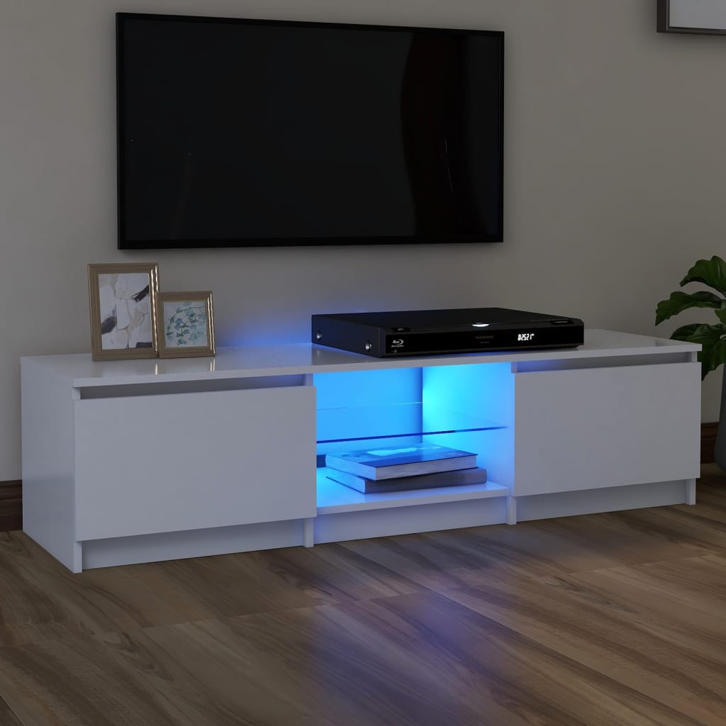 vidaXL tv-skab med LED-lys 140x40x35,5 cm hvid