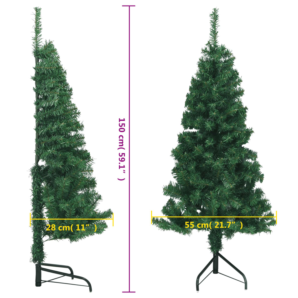 vidaXL kunstigt juletræ til hjørne 150 cm PVC grøn