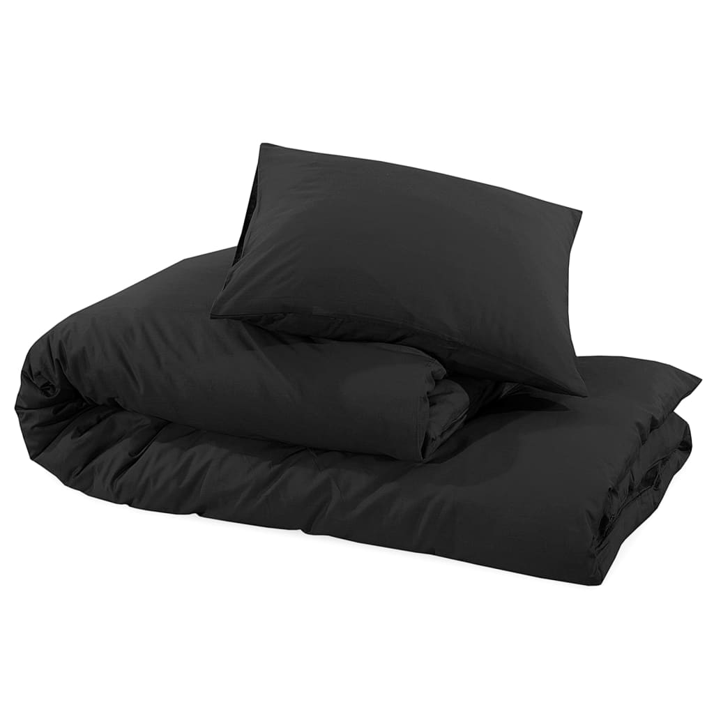 vidaXL sengetøj 200x220 cm bomuld sort
