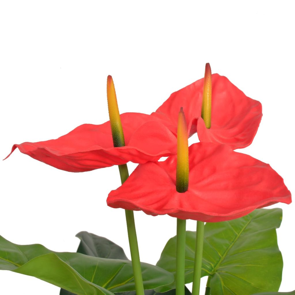 vidaXL kunstig flamingoblomst med potte 90 cm rød og gul
