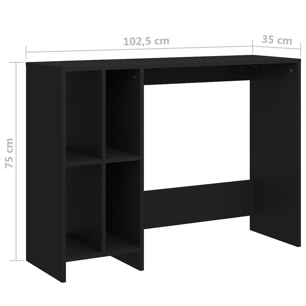 vidaXL skrivebord 102,5x35x75 cm konstrueret træ sort