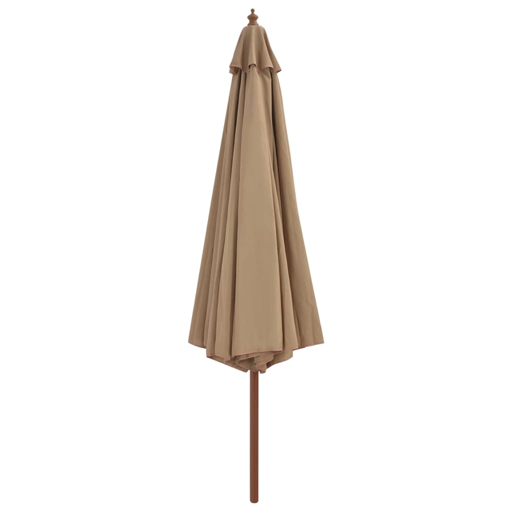 vidaXL udendørs parasol med træstang 350 cm gråbrun