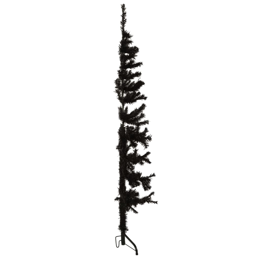 vidaXL kunstigt halvt juletræ med juletræsfod 120 cm smalt sort