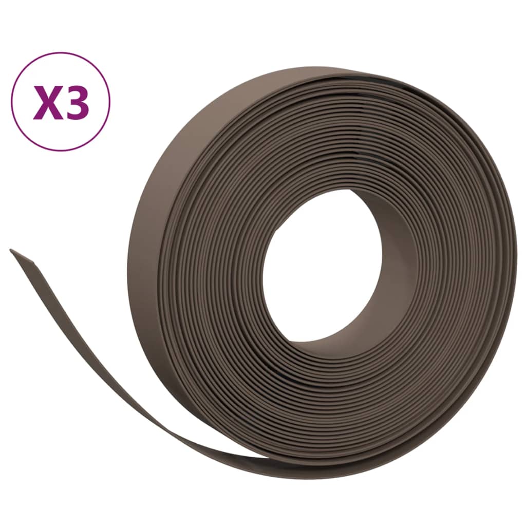 vidaXL græskanter 3 stk. 10 m 10 cm polyethylen brun