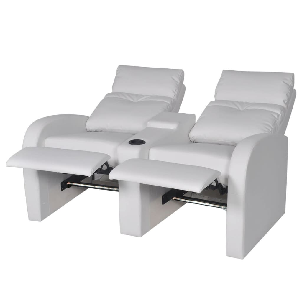 vidaXL 2-personers sofa med LED kunstlæder hvid