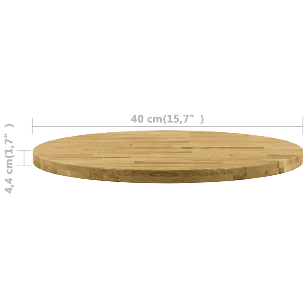 vidaXL bordplade i massivt egetræ rundt 44 mm 400 mm
