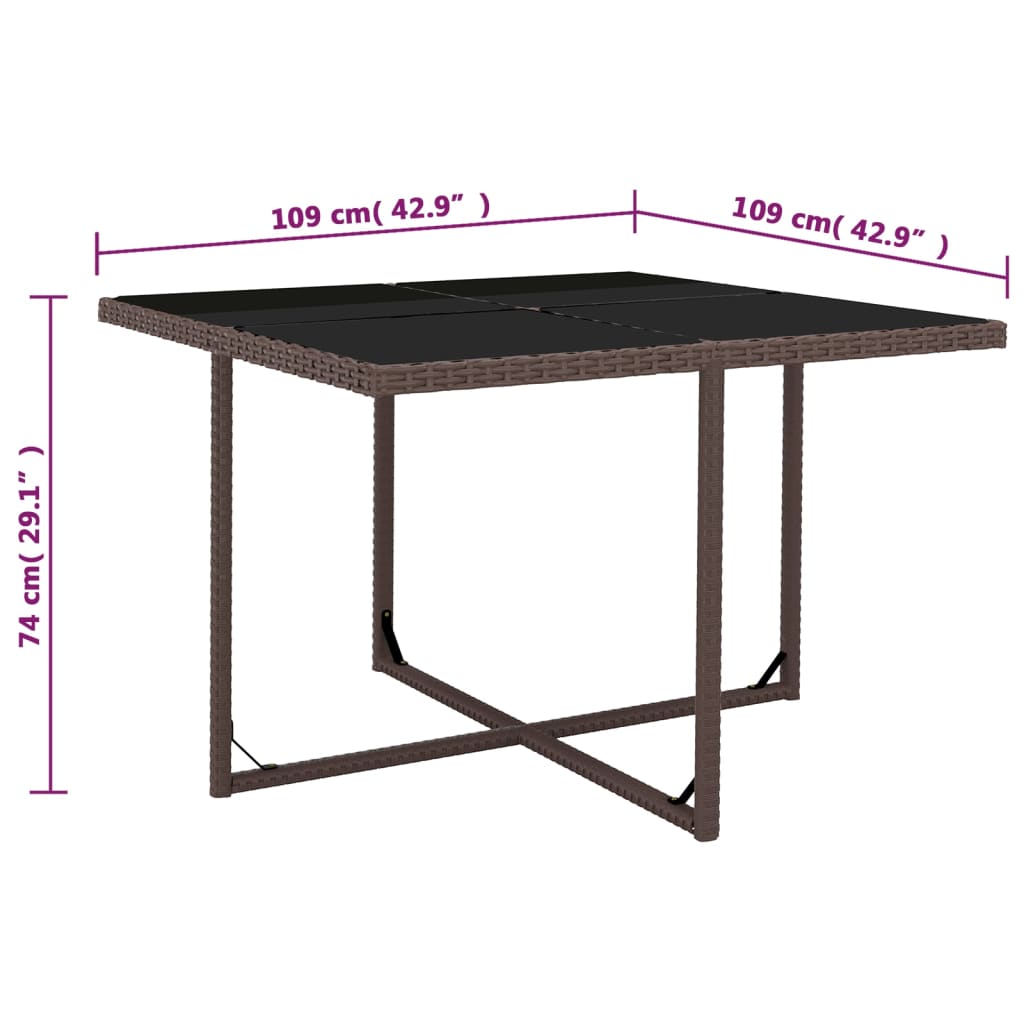 vidaXL udendørs spisebordssæt 5 dele med hynder polyrattan brun