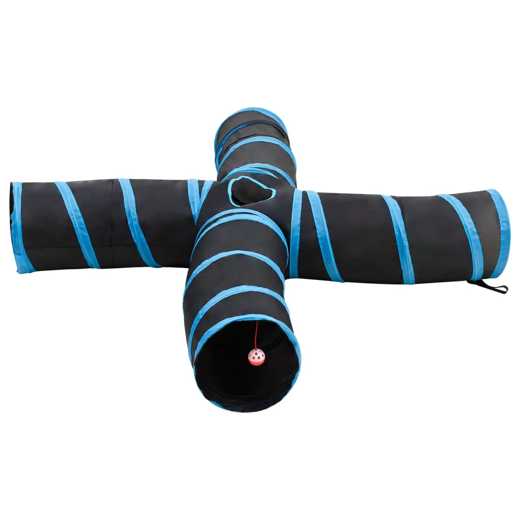 vidaXL 4-vejs kattetunnel 25 cm polyester sort og blå