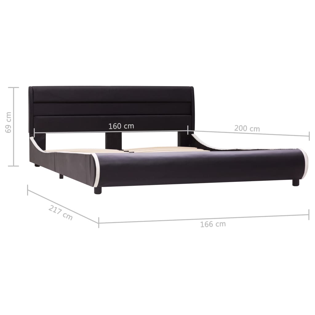 vidaXL sengestel med LED 160x200 cm kunstlæder sort