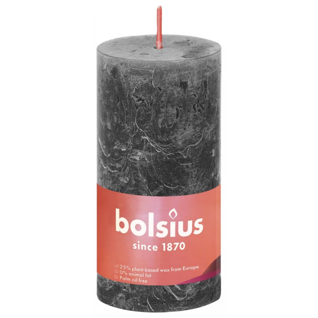 Bolsius rustikke søjlestearinlys Shine 8 stk. 100x50 mm stormgrå