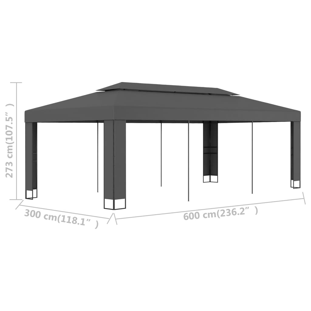 vidaXL pavillon med dobbelttag 3x6 m antracitgrå