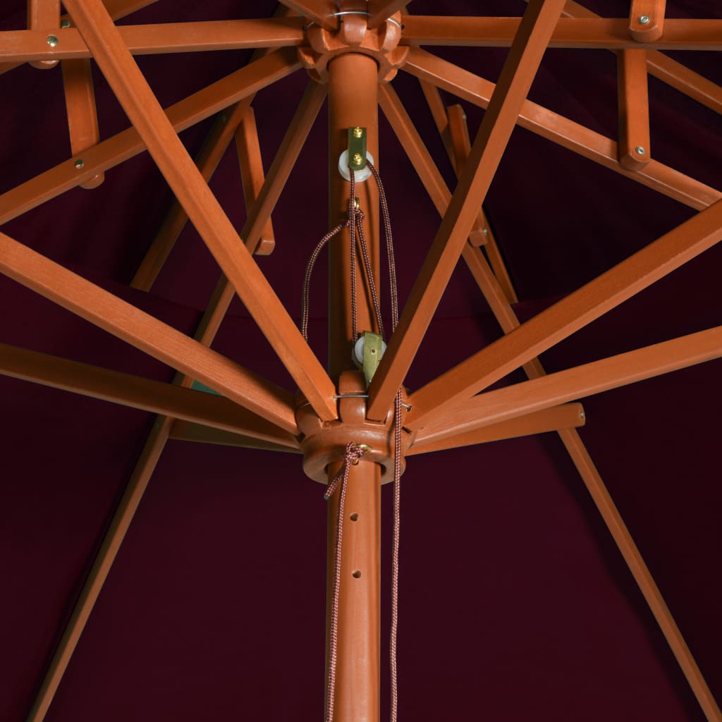vidaXL dobbelt parasol med træstang 270 cm bordeaux