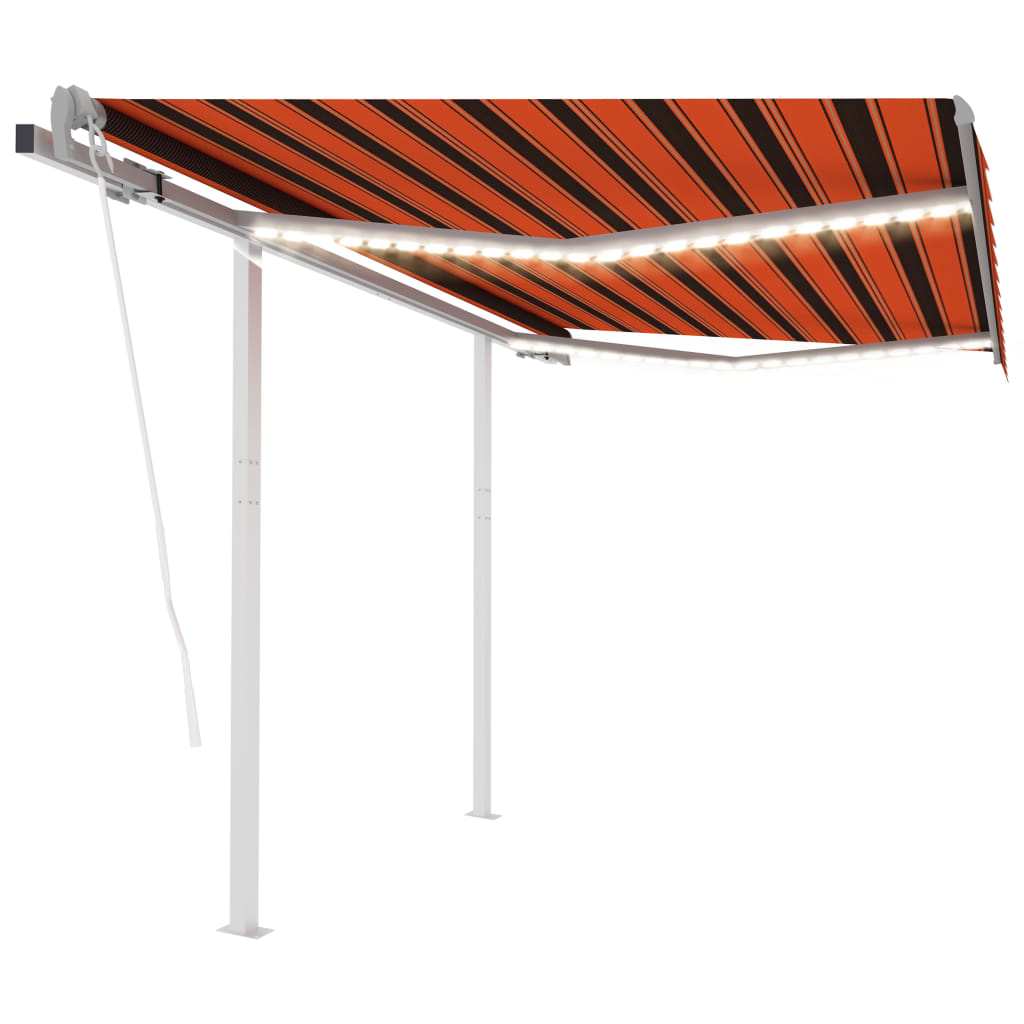 vidaXL markise m. LED + vindsensor 3x2,5 m automatisk orange og brun