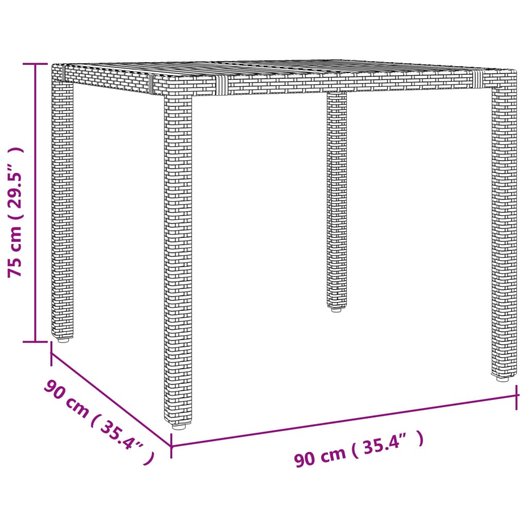 vidaXL spisebordssæt til haven 3 dele med hynder polyrattan grå