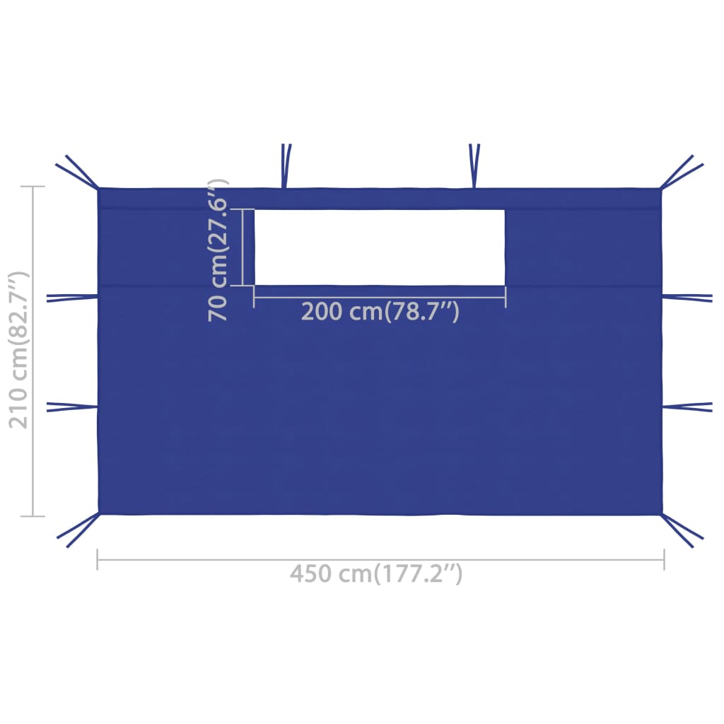 vidaXL pavillonvægge med vinduer 2 stk. 4,5x2,1 m 70 g/m² blå
