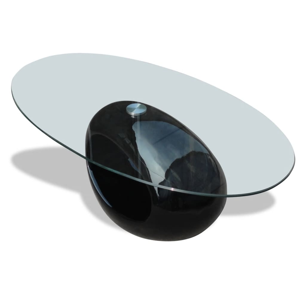 vidaXL sofabord med oval bordplade i glas højglans sort