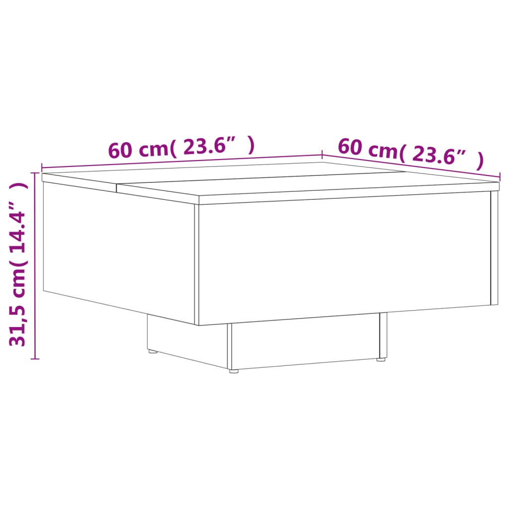 vidaXL sofabord 60x60x31,5 cm spånplade betongrå