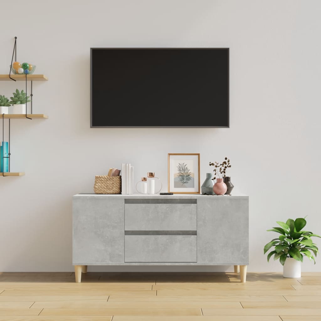 vidaXL tv-bord 102x44,5x50 cm konstrueret træ betongrå