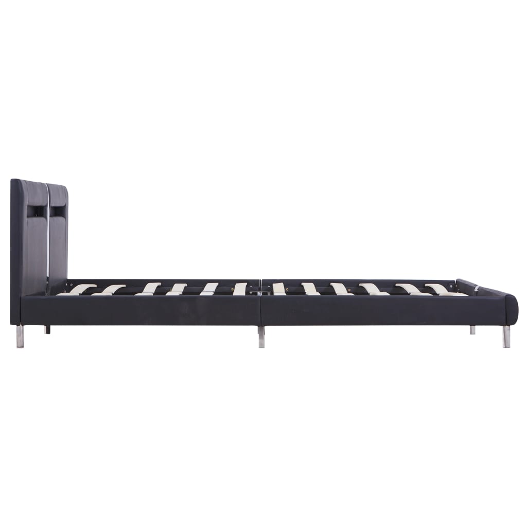 vidaXL sengestel med LED 180 x 200 cm sort kunstlæder